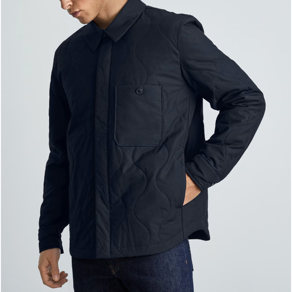 Everlane Mens The ReNew Quilted Liner Shirt Jacket Small Navy Blue Shacket NWT - Picture 3 of 9